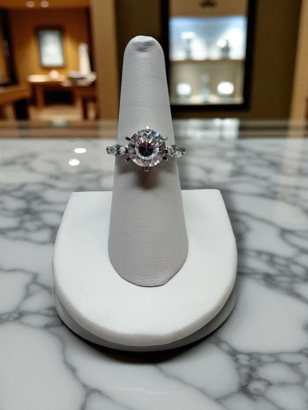 PAJ Sterling Silver Engagement Ring Cz Stone Size 7.5 4.51g Weight